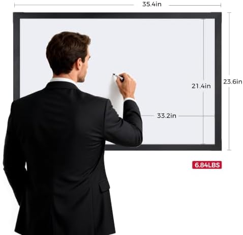 TOWON Magnetic Whiteboard, 36 x 24 Inch, Solid Pine Wood Frame, Black