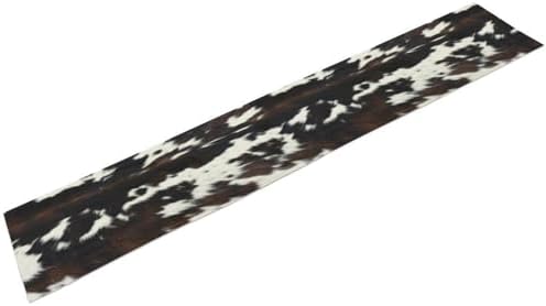 Cow Print Table Runner, Black White Cowhide Print Western Style Table Runner Country Farmhouse Cottage Cow Patten Table Decoration for Home Kitchen Dining, 13x120 Inch