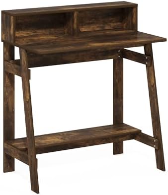31.6 Wide Gaming Desk with Monitor Stand, A Frame Computer Desk with Shelf, Office Desk for Dorm, Home Office, Study Room, Bedroom, Amber Pine