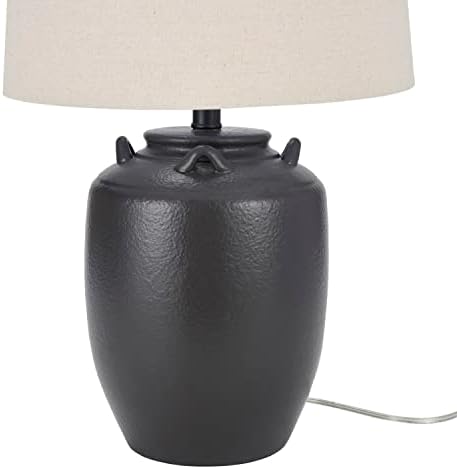 Nourison Home 24" Black Farmhouse Ceramic Pottery Jug Table Lamp for Bedside Table, Living Room, Office, Entryway
