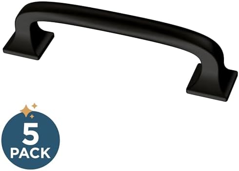 Franklin Brass (5-Pack) – Matte Black Cabinet Handles, 3 Inch Hole Center, Pulls for Drawers, Kitchen Cabinet Door, Dressers | Lombard