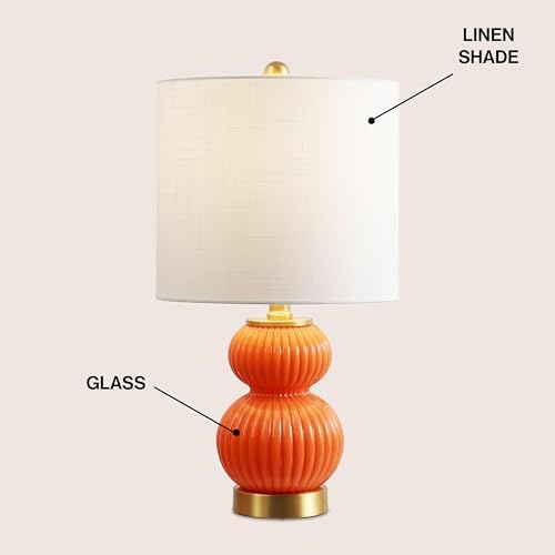 JONATHAN Y Daphne Ribbed Gourd Metal/Glass Table Lamp 20", Orange