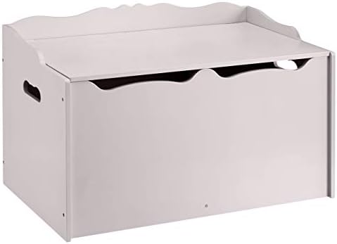 Amazon Basics Kids Wooden Toy Storage Chest with Safety Lid, Spacious Organizer for Bedroom, Gray, 30" x 18" x 19"
