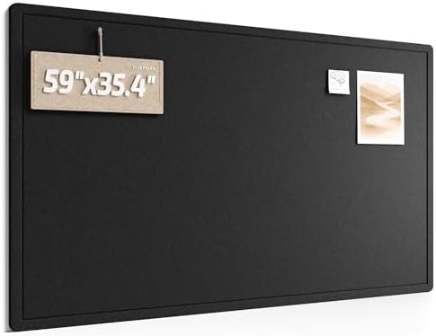 Fluxynara 59" x 35.4" Large Bulletin Board, Black