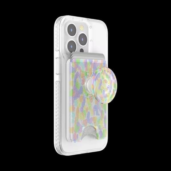 PopSockets Phone Wallet for MagSafe with Grip- Rainbow Glass | PopWallet, Holds 3 Cards, Magnetic, Removable, Secure, Rainbow, Colorful, Phone, Women