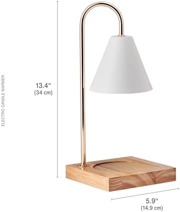 Mikasa 13.4 Inch Electric Candle Warmer with Metal Shade - White Lamp Warmer for Jar Candles, Flameless Fragrance Diffuser with 50W Halogen Bulb, Wood Base, Home Decor for Living Room and Bedroom