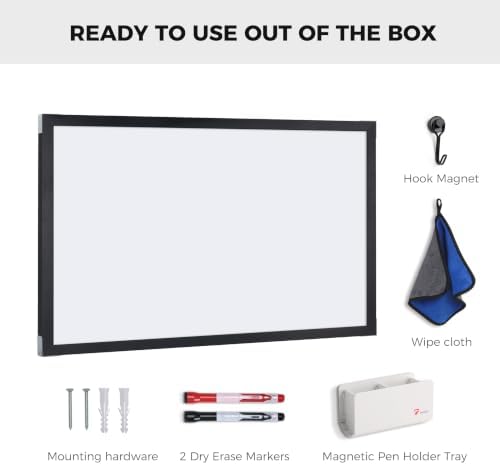 TOWON Magnetic Whiteboard, 36 x 24 Inch, Solid Pine Wood Frame, Black