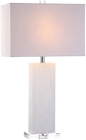 JONATHAN Y Tiggie 27" Alabaster Table Lamp, White Alabaster/Clear