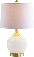 JONATHAN Y Ilsa 22" Round Dotted Glass Metal Table Lamp, White/Brass Gold