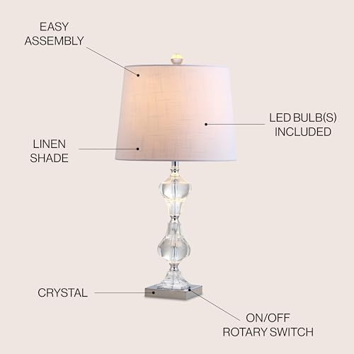 JONATHAN Y Chloe 26" Crystal Column Metal Table Lamp, Clear
