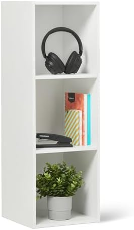 Amazon Basics 3-Cube Bookcase Compatible with Fabric Storage Cube Organizers, Sturdy, Easy to Assemble, White