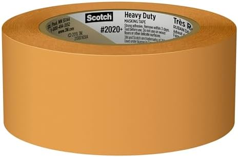 Scotch Heavy Duty Painter's Tape, 3 Rolls, 1.88 in x 60.1 yd, for Use On Vinyl, Carpet, Metal, & Plastic, Indoor & Outdoor Masking Tape, Bonds Aggressively, 3-Day Clean Removal (2020+-48EP3)