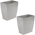 iDesign Small Plastic Bathroom Trash Can, Slim Rectangle, 2-Pack, Gray