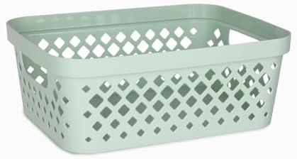 Glad Plastic Storage Basket Set, Value Pack of 6 | Open Storage Bins for Shelves, Bathroom, Pantry, Closet | Nesting Organizer Boxes with Handles, 2 Gallon, Sage