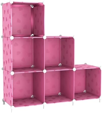 UNKU 6 Cube Storage Organizer, Closet Organizer Storage Shelves,Pink