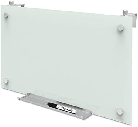 Quartet Whiteboard, Glass Dry Erase Board, Magnetic, 30" x 18", Infinity Frameless Mounting, White Surface, Accessory Tray, 1 Dry Erase Marker and 2 Glass Board Magnets (PDEC1830)