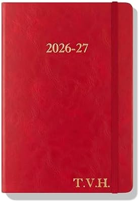 Wykeham's Executive 2026-27 Daily Journal Planner – Customization Available – Mid-Year Academic Diary – July 2026 to June 2027 (Personalized Crimson, 8.5"×5.5")