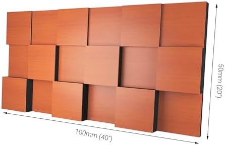 2 PACK — Acoustic Soundproofing Diffusion Panel | Acoustic Treatment for Recording Studio Home Office Podcast Living Room | Absorption - Reflection | Color Plates: (Cherry, EDISON)