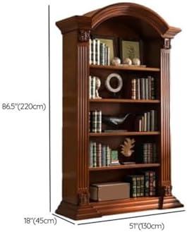 Sepia Timber Vertical Closed Back Organizer Shelf with 3/4/5 Shelves American Bookcase Retro Study Multi-Layer Bookshelf Storage Unit Floor-Standing Shelf Home Use Brown 51" L x 18" W x 87" H