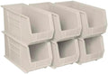 Akro-Mils 30265 AkroBins Plastic Storage Bins, 18"x8.25"x9", Stone, 6-Pack