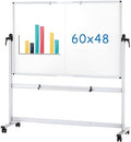 VIZ-PRO Rolling Whiteboard, 60" x 48" Mobile White Board with Stand