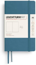 LEUCHTTURM1917 - Notebook Softcover Pocket A6-123 Numbered Pages for Writing and Journaling (Plain, Stone Blue)