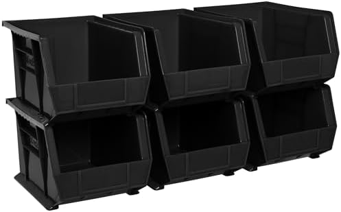 Akro-Mils 30239 AkroBins Plastic Storage Bins, 11"x8"x7", Black, 6-Pack