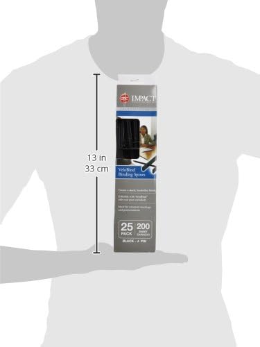 GBC Binding Spines, 25 Pack, Reclosable, 2" Depth, 4 Pin Spines, 200 Sheet Capacity, VeloBind, Black (9741630)