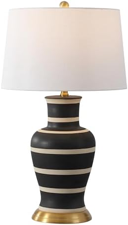 JONATHAN Y Julian Classic Ceramic Urn Metal LED Table Lamp 29", Black/Beige