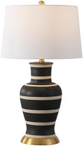 JONATHAN Y Julian Classic Ceramic Urn Metal LED Table Lamp 29", Black/Beige