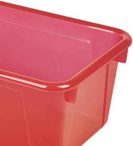 Storex Small Cubby Bins – Plastic Storage Containers for Classroom, 12.2 x 7.8 x 5.1 inches, Candy Red, 5-Pack (62475A05C)