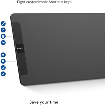 VEIKK VK1060 Pen Drawing Tablet, 10 x 6 Inch Graphics Tablet with 8 Shortcut Keys, 8192 Levels Battery Free Pen Supports Tilt Function, Work for Digital Art Drawing, Design or Online Work