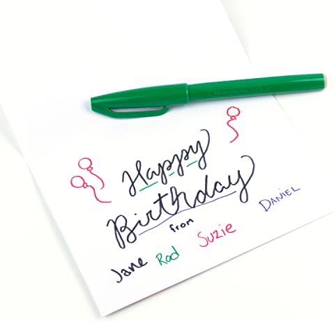 Pentel Sign Pen Fiber-Tipped Pen, Green Ink, Box of 12 (S520-D)