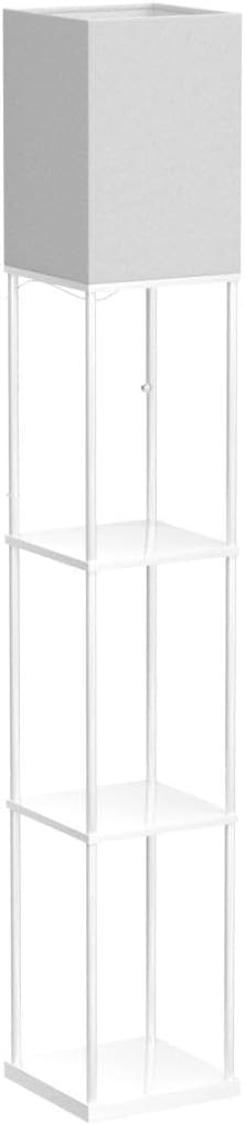 SUNMORY Floor Lamp with Shelves, Standing Lamps for Living Room, White | 3 CCT LED Bulb Include, 4-Tier Display Bookshelf, 63" Tall Corner Shelf Lamp, Modern Style for Bedroom, Office, Home Decor