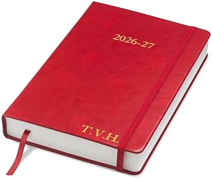 Wykeham's Executive 2026-27 Daily Journal Planner – Customization Available – Mid-Year Academic Diary – July 2026 to June 2027 (Personalized Crimson, 8.5"×5.5")