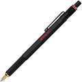 Rotring 800 Retractable Ballpoint Pen, Metal Barrel, Medium Point, Black Ink, Refillable, 1 Count