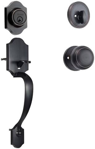 VEVOR Front Door Handle and Deadbolt Set, Front Door Lock Set with Interior Knob, Adjustable Hole Spacing Single Cylinder Handleset, for Right and Left Handed Entrance, Brushed Oil Rubbed Bronze