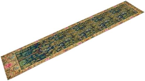 William Morris Table Runner, Boho Rustic Ethnic Tree of Life Flower Original Design Print Table Runner for Home Party Dining Room Kitchen Decor 13x36 Inch