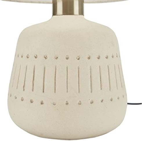 Nourison Home 16" Cream Natural Textured Ceramic Accent Table Lamp, Farmhouse, Boho, for Bedroom, Living Room, End Table, Coffee Table Lamp