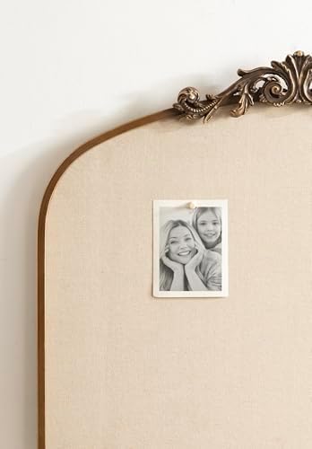 Kate and Laurel Arendahl Wide Decorative Arch Pinboard; 30 x 24; Gold; Framed Arched Ornate Vintage Cork Board for Use as Motivational Vision Board or Wall Organizer