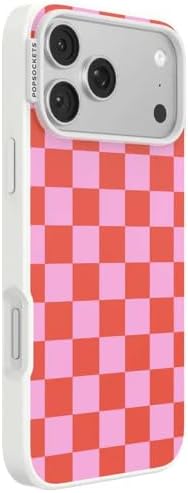 PopSockets iPhone 17 Pro Max Phone Case with MagSafe- to-Go Wrap | Magnetic, Wireless Charging, Camera & Drop Protection, Checkered, Red, Textured