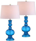 JONATHAN Y Genie 28.5" Glass Table Lamp, Night Blue, Set of 2