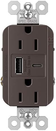 Legrand 15 Amp TR Spec Grade Outlet 6A USB Type A/C Brown 1 Pack