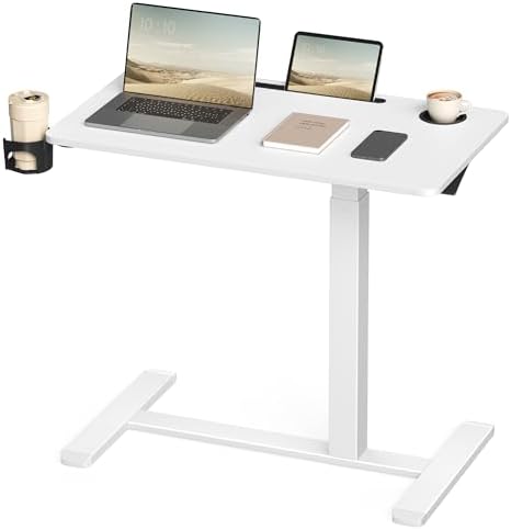 VASAGLE Overbed Table with Wheels, Mobile Laptop Standing Desk, 31.5 Inch