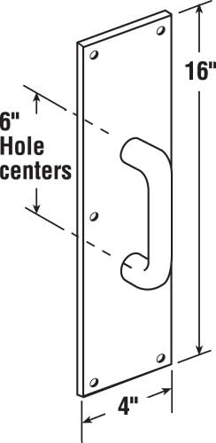 Prime-Line J 4640 4 x 16 In. Satin Aluminum Round Handle Door Pull and Plate (Single Pack)