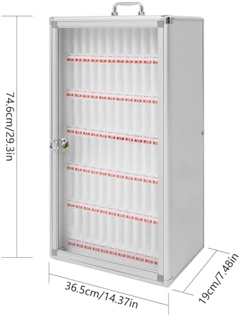 72 Slots Aluminum Alloy Pocket Chart Storage Cabinet,Cell Phones Storage Cabinet,Wall-Mounted with a Locked,Can be Carried by Hand