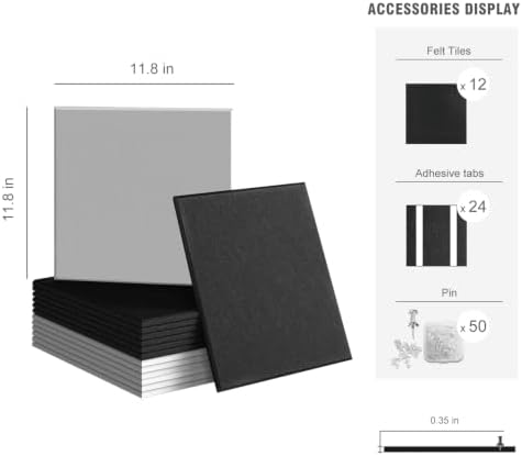 48"x36" Felt Corkboard Bulletin Board,TSJ OFFICE,12 Pack Wall,Black ＆ White