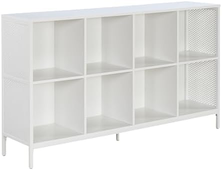 OSP Home Furnishings Ace Contemporary Modern Storage Bookcase with Shelves, 2- Shelves, 8 Cubes, White Finish