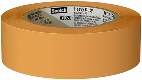 Scotch Heavy Duty Painter's Tape, 4 Rolls, 1.41 in x 60.1 yd, for Use On Vinyl, Carpet, Metal, & Plastic, Indoor & Outdoor Masking Tape, Bonds Aggressively, 3-Day Clean Removal (2020+-36AP4)