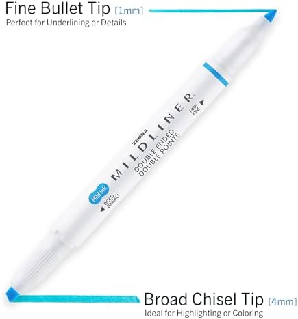 Zebra Pen Mildliner Double-Ended Highlighter Set, Broad and Fine Point Tips, No Bleed Bible Assorted Neutral Vintage Ink Colors, Model Number: 78605, 5-Count, Pack of 2